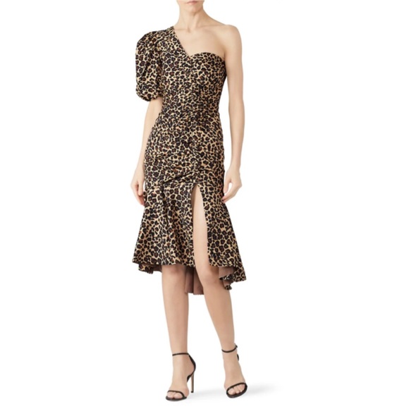 jonathan simkhai brown dress Burke Draped Midi Dress  SIMKHAI